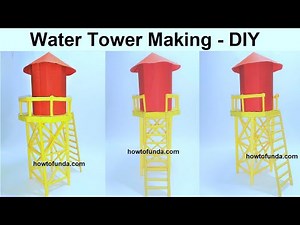 watch tower house making using cardboard | water tower | howtofunda