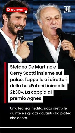 Stefano De Martino e Gerry Scotti insieme sul palco, l'appello: «Fateci finire alle 21:30»