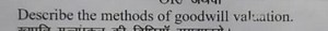 Describe the methods of goodwill valuation.... | Filo