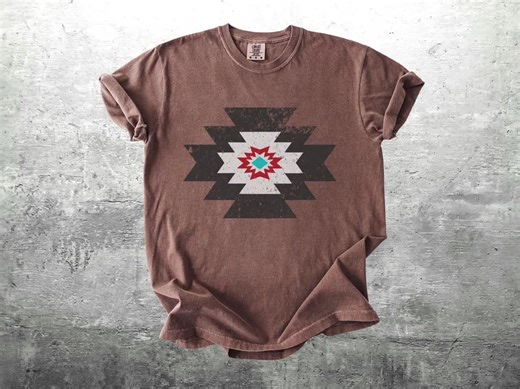 Vintage Western Shirt, Aztec Pattern T-shirt, Southwestern Shirt, Cowgirl Aesthetic, Oversize, Womens, Mens, Unisex Comfort Colors T-shirt - Etsy