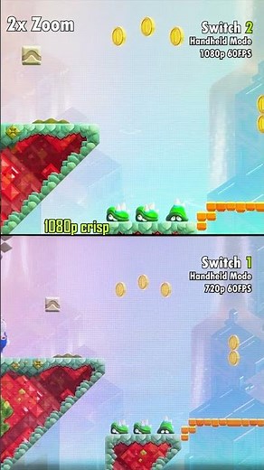 Super Mario Bros. Wonder on Nintendo Switch 1 vs. Switch 2 in Handheld Mode