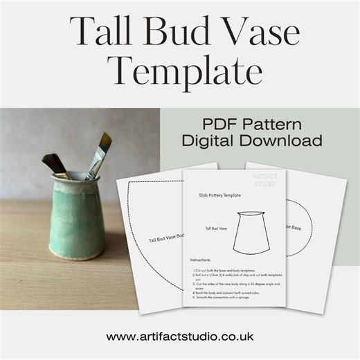 Tall Bud Vase Pottery Template: Slab Building (PDF Pattern) - Etsy