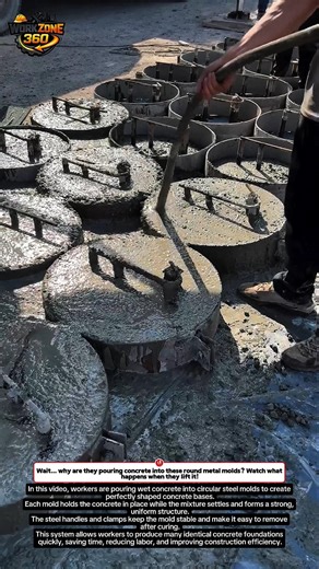 Insane Concrete Mold System! Perfect Round Bases in Seconds 🤯 #construction #tools #shorts
