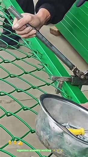 Wire mesh fence assembled for large yard