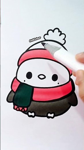 Merry & cute, just like Pinggu 🐧🎄💖 #art #colors #foryou #shorts #christmas