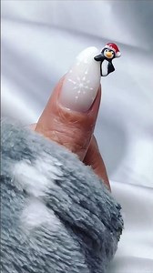 Cute Winter Nail Art ❄️ 3D Penguin Design #shorts