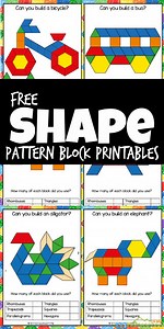 FREE Printable Shape Pattern Block Templates Math Activity https://www.123homeschool4me.com/free-shape-pattern-worksheets_32/ | 123 Homeschool 4 Me