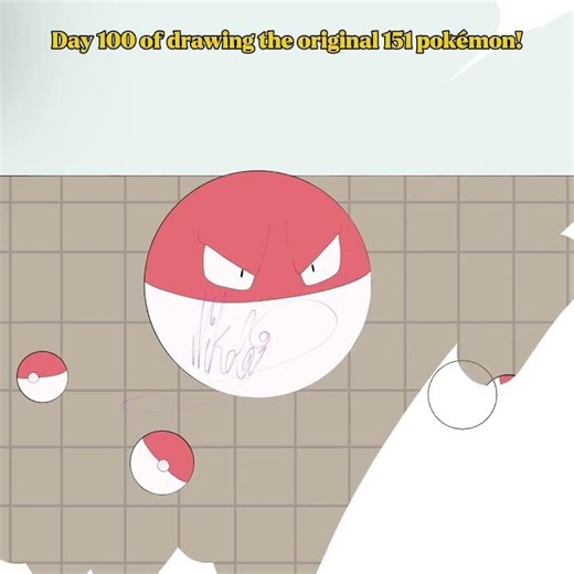 Day 100 of drawing the original 151 pokemon! #pokemon #pokémon #artist #art #voltorb #electrode
