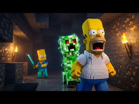 The Simpsons in MINECRAFT 🎮 Real-Life Graphics 4K RTX ON | The Simpsons 3D Animation
