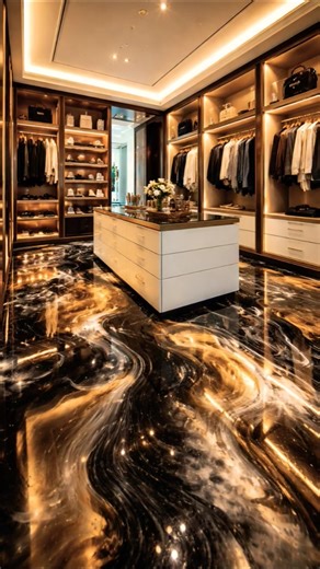 Luxury Walk-In Closet Transformation 😱✨ | Epoxy Floor Magic #Shorts