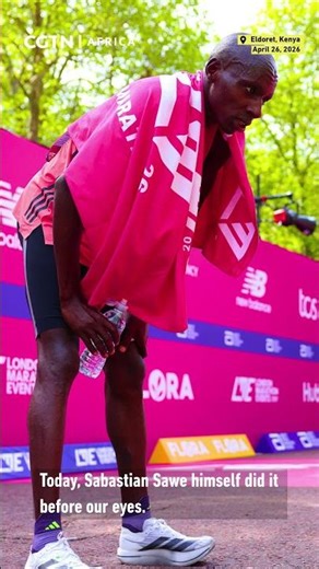 Julius Yego congratulates Sabastian Sawe on marathon record