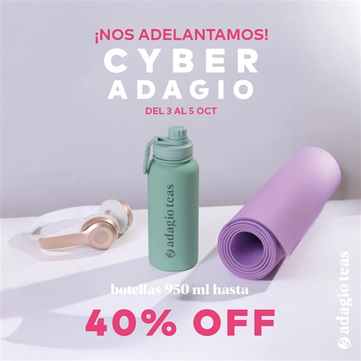 ¡Nos adelantamos! 40% OFF en Botellas 950ml🔥 Solo por Cyber Adagio, del 03 al 05 de octubre. Exclusivo online en adagio.cl. | Adagio Teas Chile