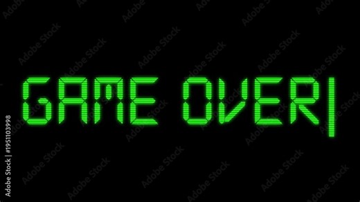 Futuristic cyber neon green digital English game over text animation video 4k 30fps