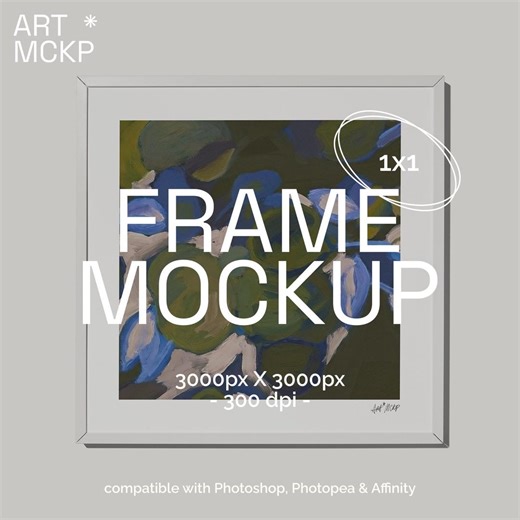 Square Art Print - Transparent Background White Frame Poster Mockup (PSD   JPG Files) - Etsy