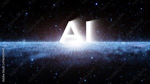 Artistic digital cyberspace with artificial intelligence symbol loop animation.