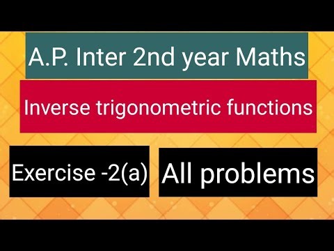 A.P. Inter 2nd year maths - Inverse trigonometric functions - Exercise -2(a) - all problems