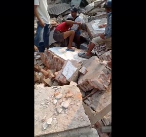 Locals search through collapsed mosque in Myanmar earthquake