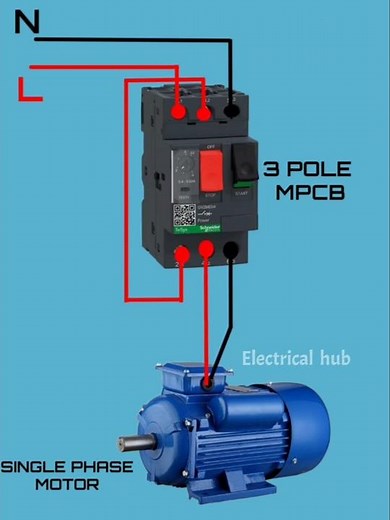 Mpcb connection with single phase motor correct way of connection #electrical #mpcb #mccb #motor