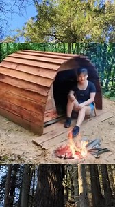 Build wooden cabin #shelter #bushcraft #building #viral #design #wood #diy #woodworking #primitive | Woodland Camping