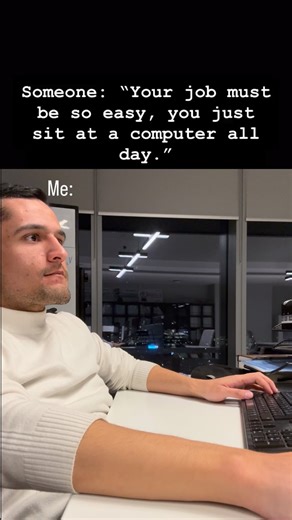 Самандар Абдурахмонов on Instagram: "It looks easy from the outside 🙂 But sitting at a computer all day doesn’t automatically mean the job is easy. Most “computer jobs” involve things like: • Constant problem-solving and decision-making • High responsibility (one mistake can break a system, lose money, or affect many people) • Mental fatigue — your body may sit still, but your brain doesn’t rest • Deadlines, pressure, and accountability Physical jobs are hard on the body. Computer jobs are hard