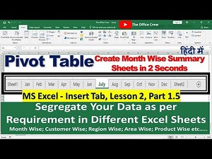 Segregate or Divide Your Data in Different Sheets Quickly | Pivot Table - Insert Tab, L#2, Part 1.5
