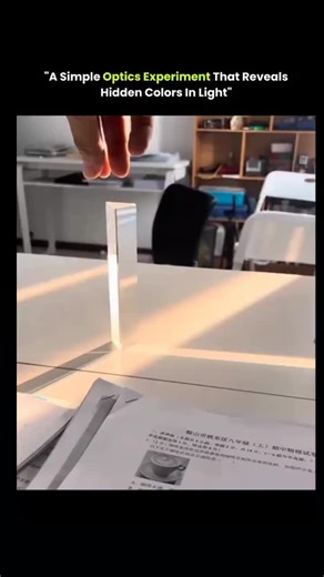 Technology 🧠 on Instagram: "Light looks simple to our eyes—usually white, bright, and uniform—but in reality, it hides a beautiful spectrum of colors within it. This simple optics experiment reveals how white light is not a single color at all, but a combination of many different wavelengths traveling together. With just a prism, glass, or even a drop of water, light can be separated into its true components, creating a stunning rainbow effect. When light passes through a transparent medium lik