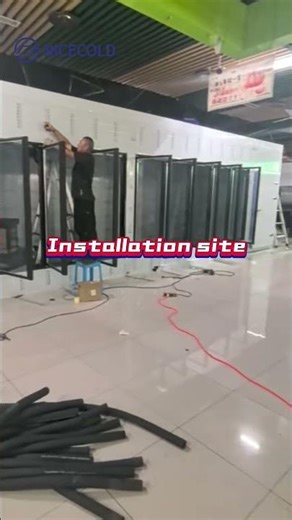 the installation of display walk in cooler in gas station