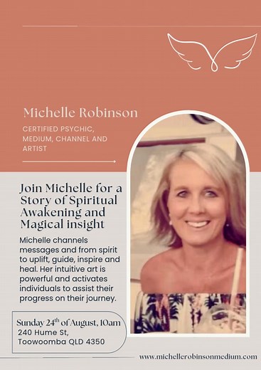 Intuitive Art Workshop – TOOWOOMBA Saturday 23rd of August | 01:00 PM – 4:00 PM Explore your intuition through colour, energy, and creative flow in this unique afternoon workshop with psychic medium and intuitive artist Michelle Robinson. No art experience is needed — just a willingness to connect with your inner guidance. Michelle brings 15 years of experience in corporate management and education, alongside her award-winning background in traditional art and her work as a spiritual channel and