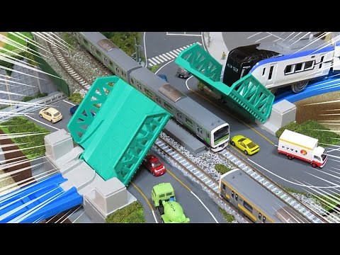 【ネタ･跳ね橋】Nゲージ×プラレール はね橋モジュール 走行シーン集