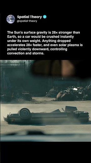 The Sun’s surface gravity is 28 times that of Earth