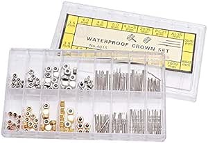 Watch Repair Kit, One Box Stainless Steel Watch Crown and Spring Set Watch Repairing Tool Accessory Replacement Tool Kit for Watch Makers and Watch Repairing Workers