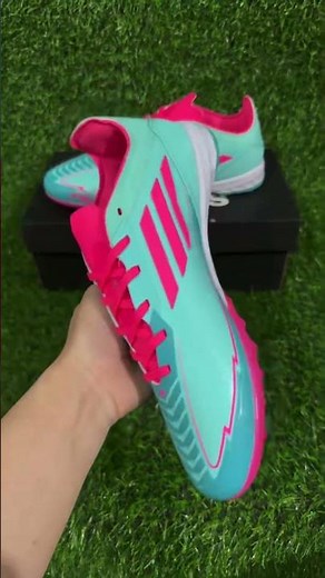 Messi x Adidas F50 Pro TF Artificial Turf Soccer Shoes - Green/Pink/White