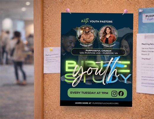 Youth Bible Study Flyer Template, Kids or Teens Bible Study Flyer, Bright Colors, Editable Canva Design, 8.5x11 Inches, Social Media Post - Etsy