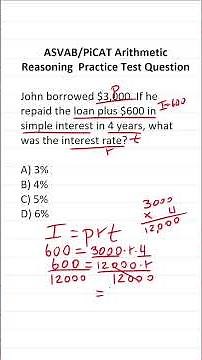 ASVAB/PiCAT Arithmetic Reasoning Practice Test Question: Simple Interest (I = prt) #acetheasvab