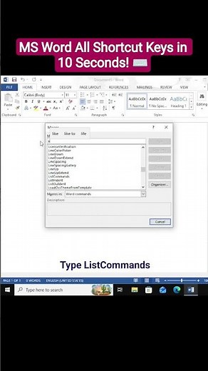 MS Word All Shortcut Keys in 10 Seconds! ⌨️⚡ #Shorts