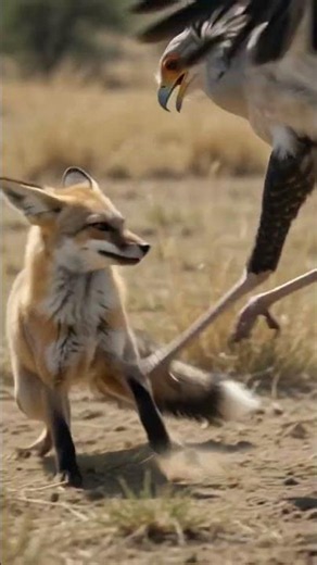 Never Mess with a Secretary Bird! 🦅 vs 🦊 Epic Wildlife Encounter #shorts