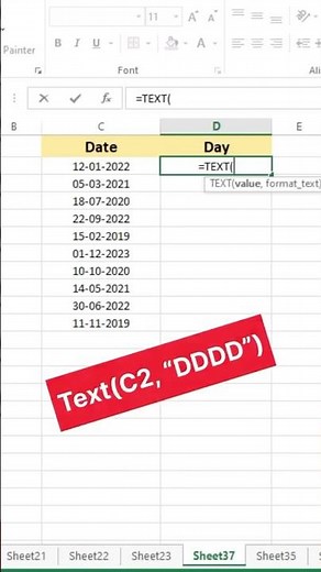 Find day of any date in Excel in seconds Simple formula powerful trick#excel #exceltips #learnexcel