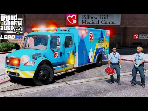 GTA 5 Paramedic Mod Pillbox Hill Children's Hospital Freightliner EMS Ambulance