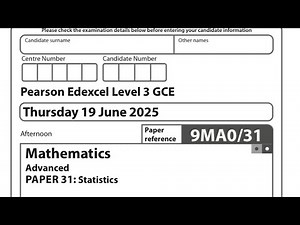 A Level Maths Edexcel June 2025 Paper 3 - Statistics - Exam Walkthrough | 9MA0/31