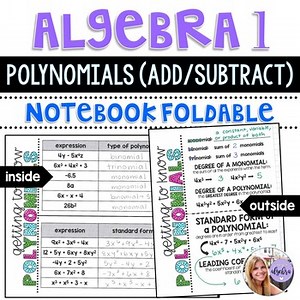 Algebra 1 - Polynomials - Type, Degree, Standard Form Interactive Foldable