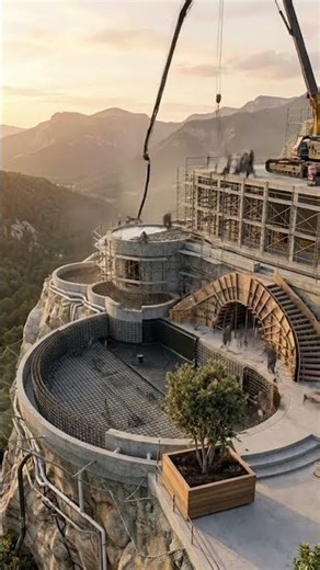 Luxury Cliffside Villa with Infinity Pool & Waterfalls | Dream Mansion Build #short #viralshorts