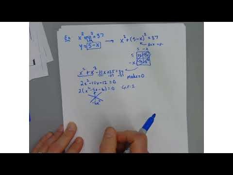 Solving Non Linear Systems by Substitution Ex 2