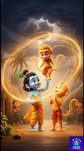 Little Krishna and Hanuman story #shortsfeed #shorts