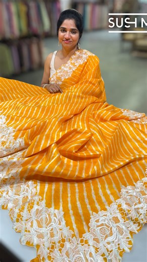 SUSHMI Signatures on Instagram: "Kindly check prices, pics and description in the website using product code provided Shop this saree online only at www.sushmi.studio using Product Search Code : D62F067 Shop offline at our physical store Address : Sushmi Signatures 2nd Floor, Plot No. 5, Brundavan Colony, Kokapet, Hyderabad – 500075 Contact: 90146-18633 Description : ombré dyed Habutai satin silk saree featuring exquisite hand-done lehariya, beautifully hemmed with a Chantilly lace-style embroid