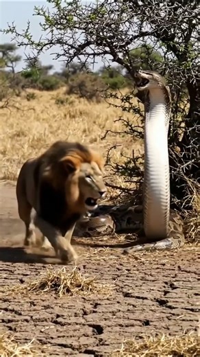 Lion Attacks Giant Snake | Crazy Animal Battle #shorts #trending #youtubeshorts #viral #shortvideo