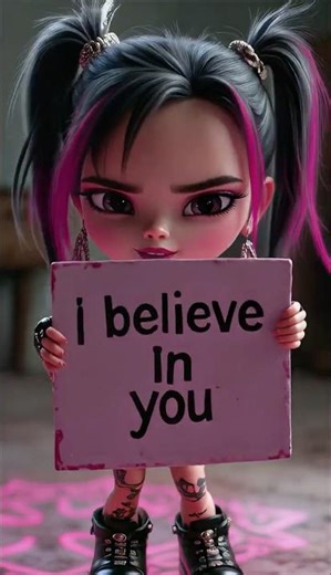 Cute girl holding a sign “I Believe in You” — 4K Live Wallpaper