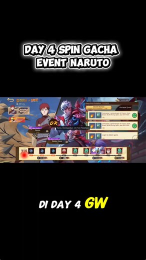 DAY 4 SPIN GACHA EVENT NARUTO #mlbbcreator #games #viral #mobilelegends #mlbbxnaruto #shorts #fyp