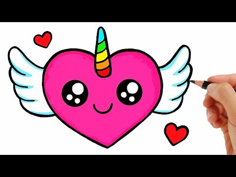 HOW TO DRAW A HEART WITH WINGS EASY - DRAWING A CUTE HEART