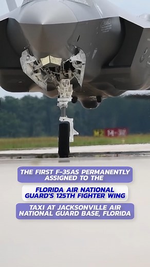 🎥: Another first in the books! 📖 The first F-35A Lightning II aircraft permanently assigned to the Florida Air National Guard's 125th Fighter Wing taxis on the flight line after landing at Jacksonville Air National Guard Base. This delivery marks a key milestone in the wing’s continued transition to the F-35. | F-35 Lightning II Joint Program Office