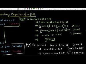 Elementary properties of a field | Properties of a field | Field Properties | VECTOR SPACES | Part-3